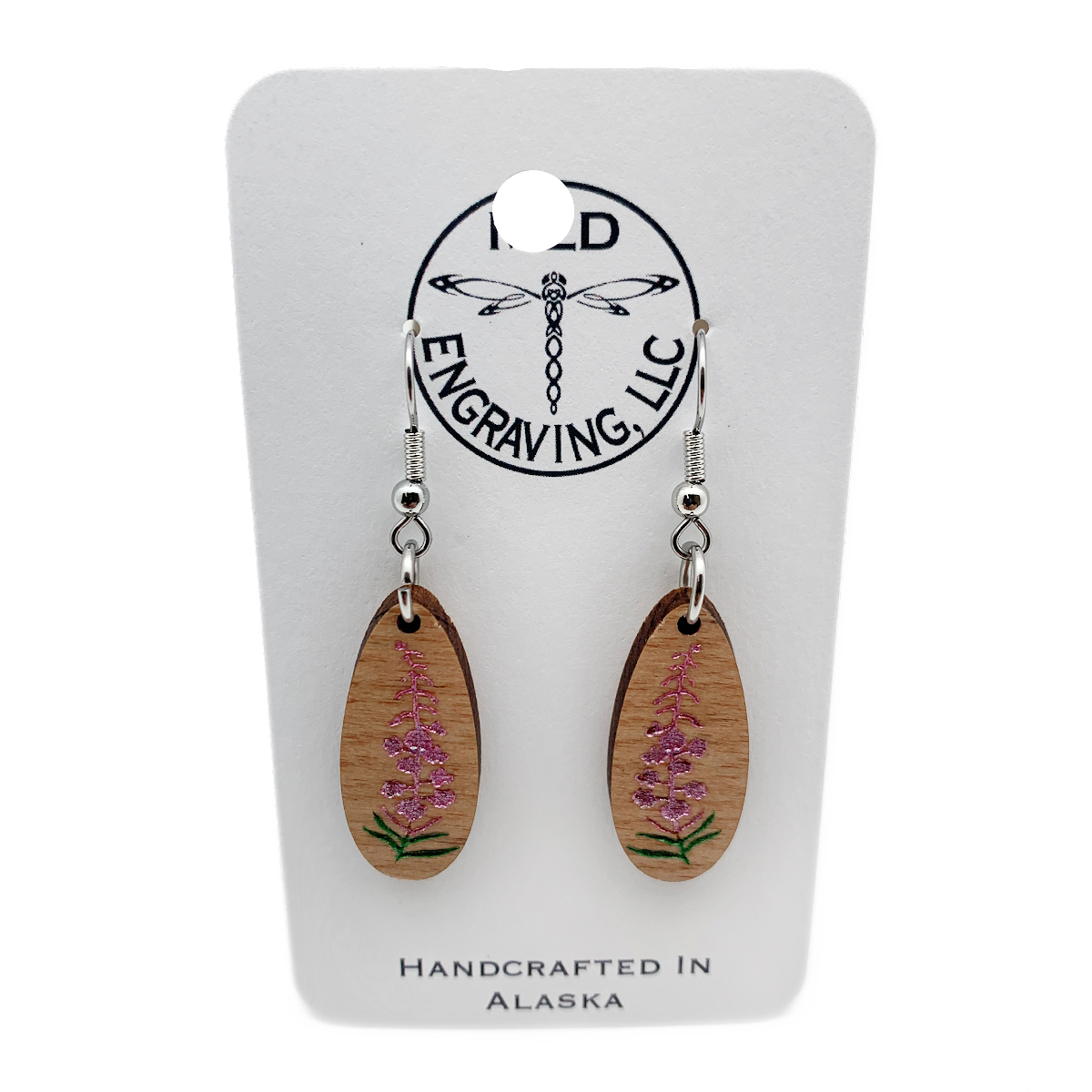 Painted Fireweed Alder Wood Earrings