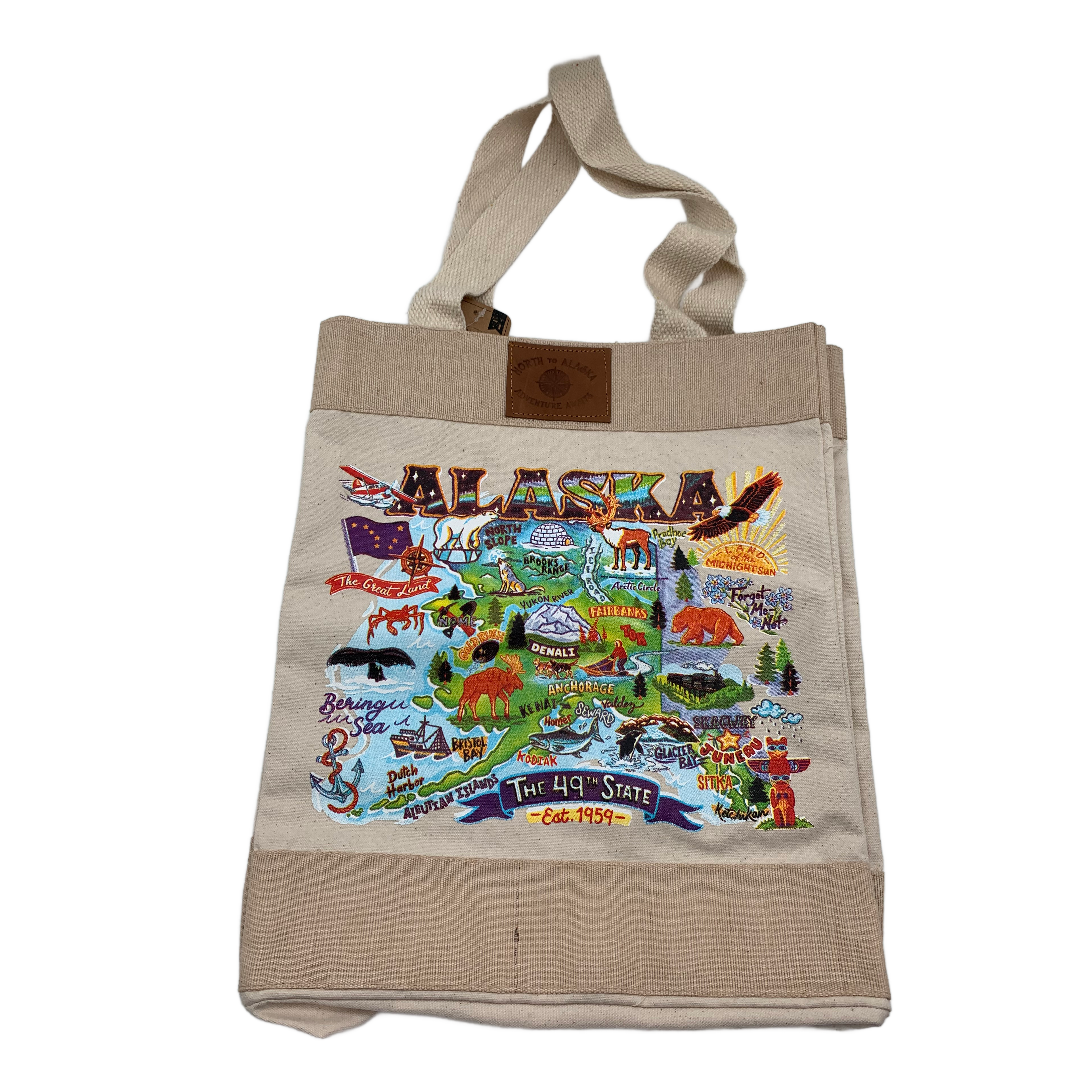 Alaska Icons Map Canvas Tote Bag