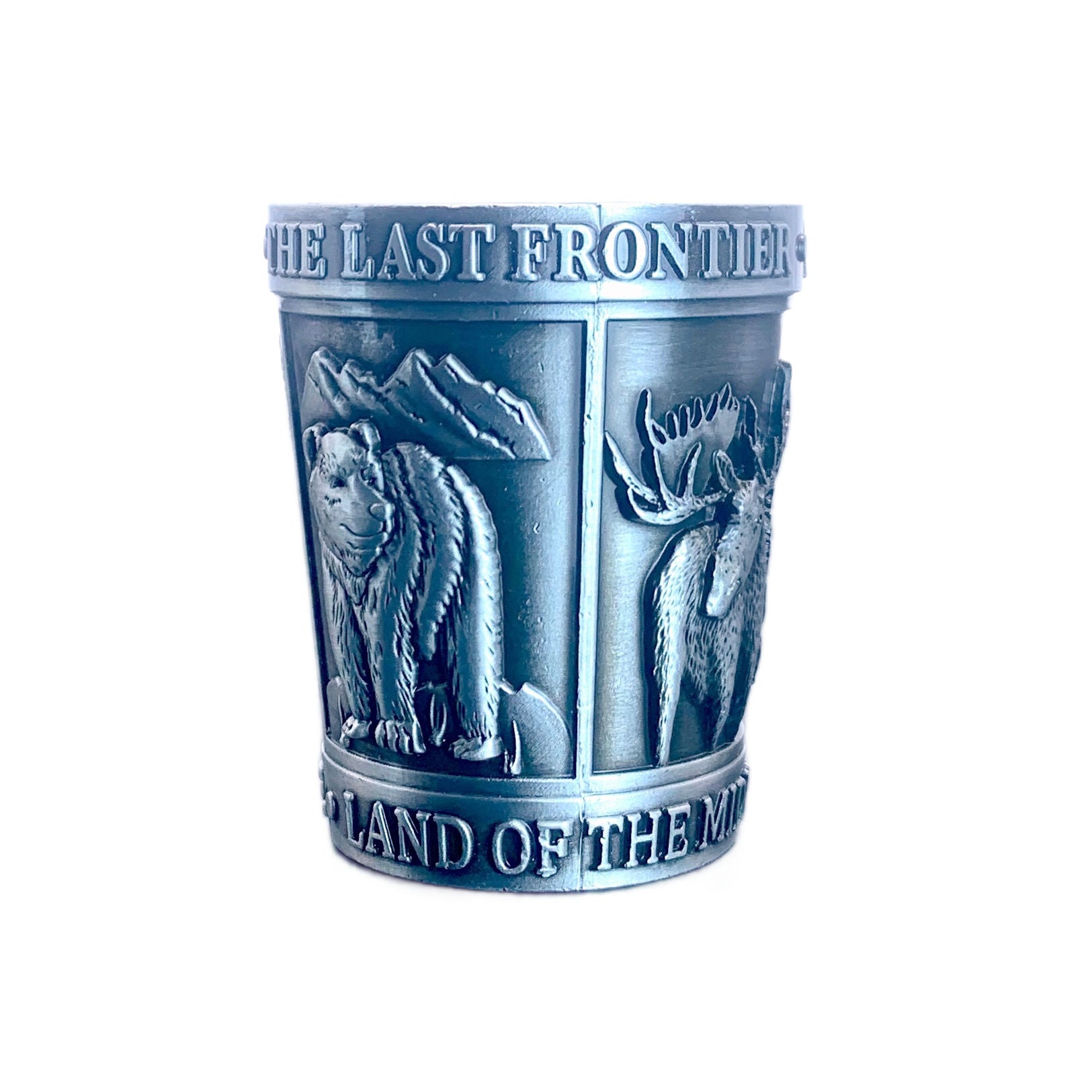 Pewter Alaska Map and Animals Shot Glass