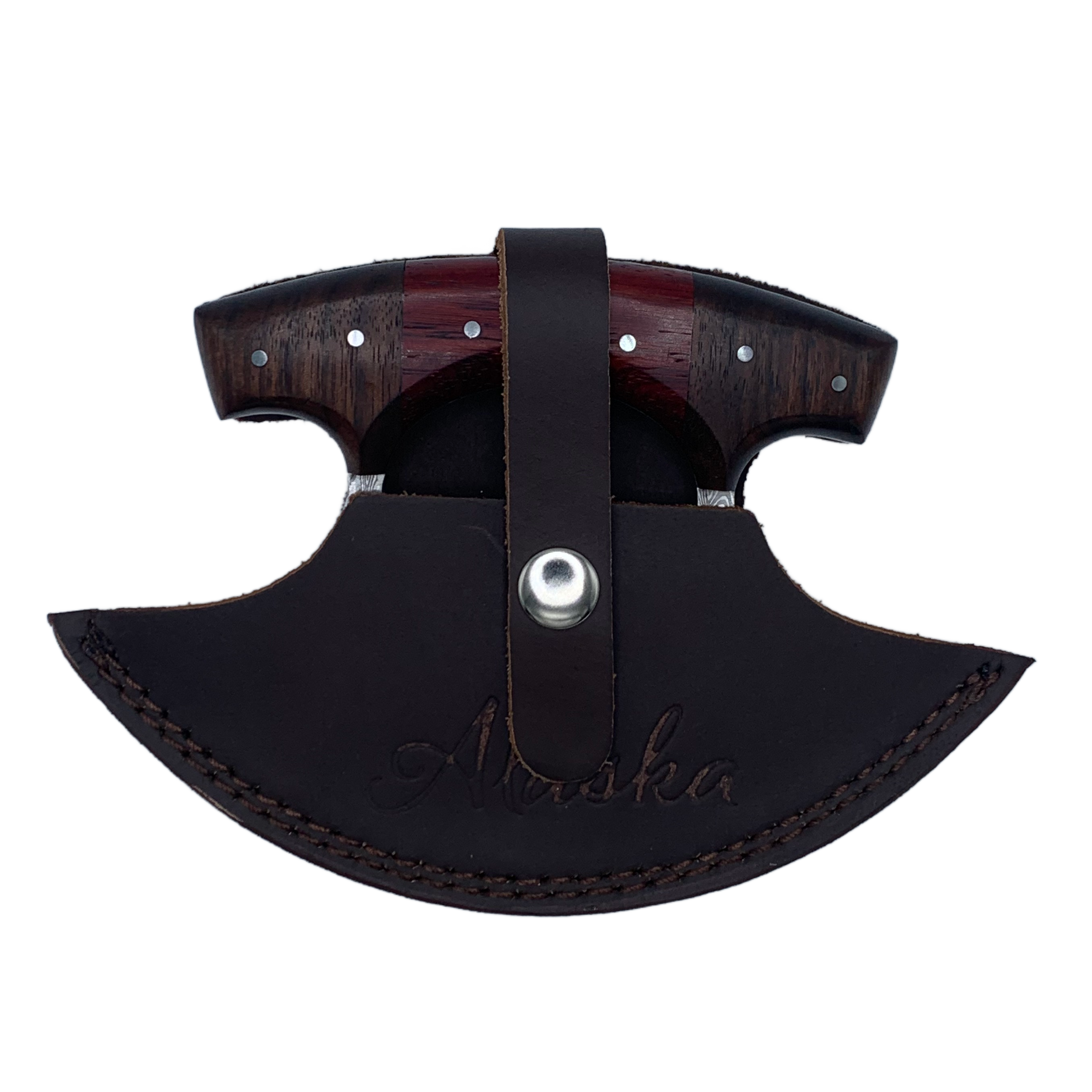 Walnut Damascus Ulu with Sheath