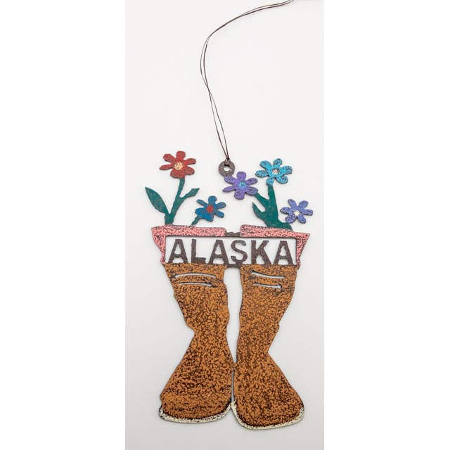 Xtratuf Boot Flowers Alaska Metal Ornament