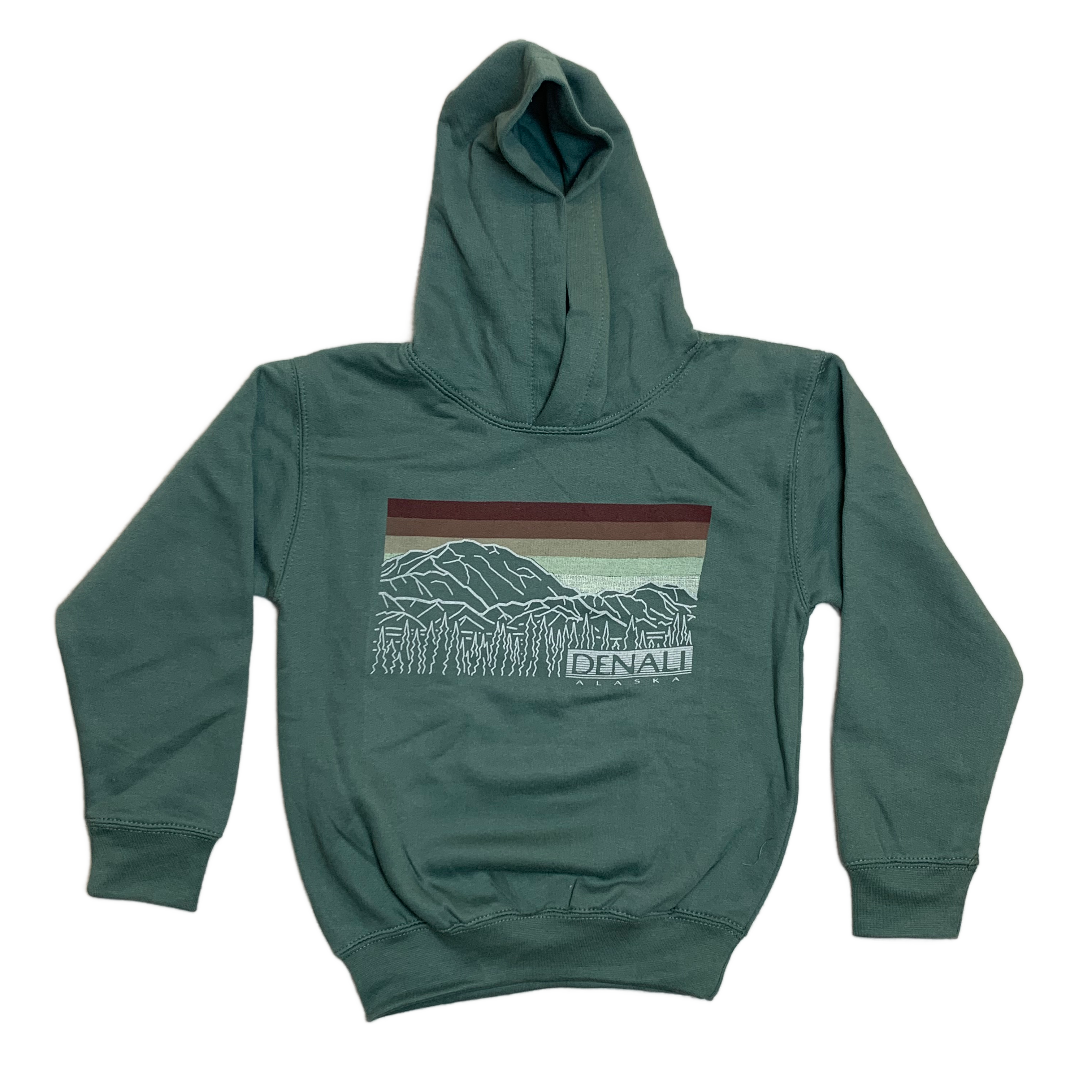 Mallard Line Art Denali Range Alaska Kids Hoodie