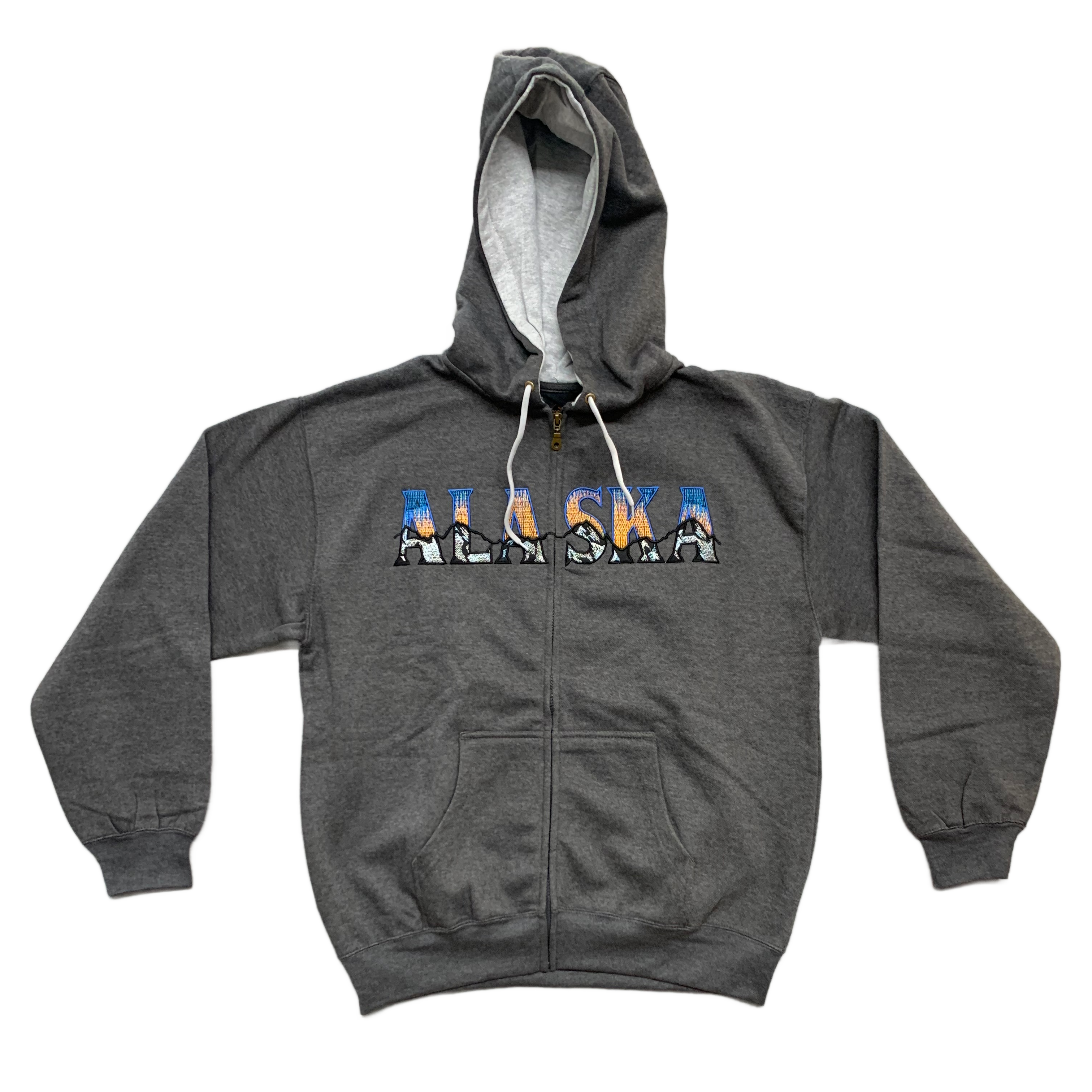 Charcoal Event Horizon Alaska Embroidered Zip Up Hoodie