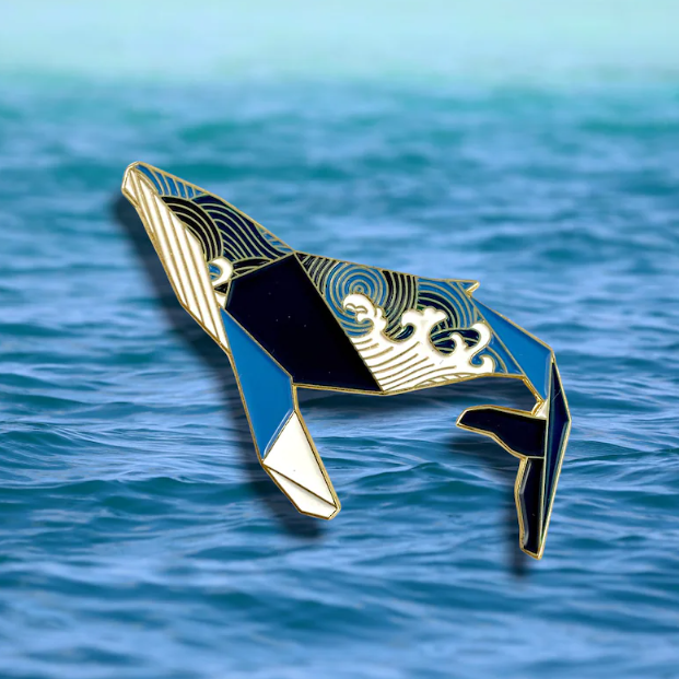Humpback Wave Enamel Pin