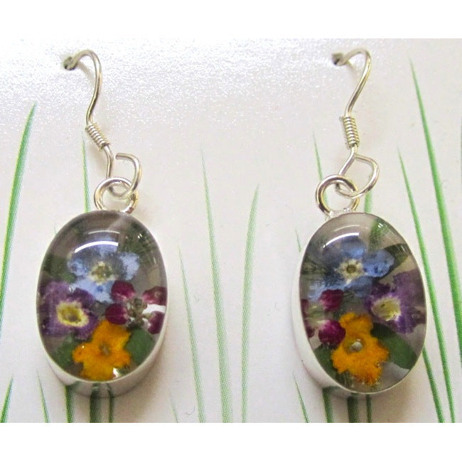 Real Alaska Wildflowers Oval Earrings