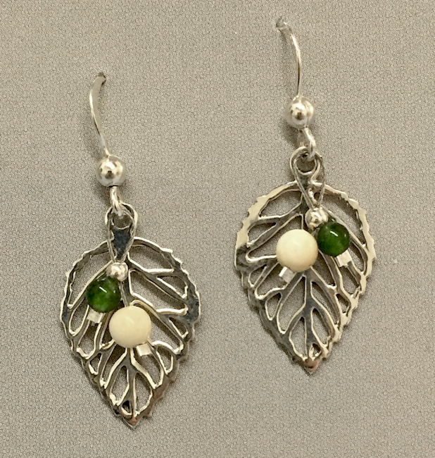 Ivory & Jade Birch Leaf Earrings