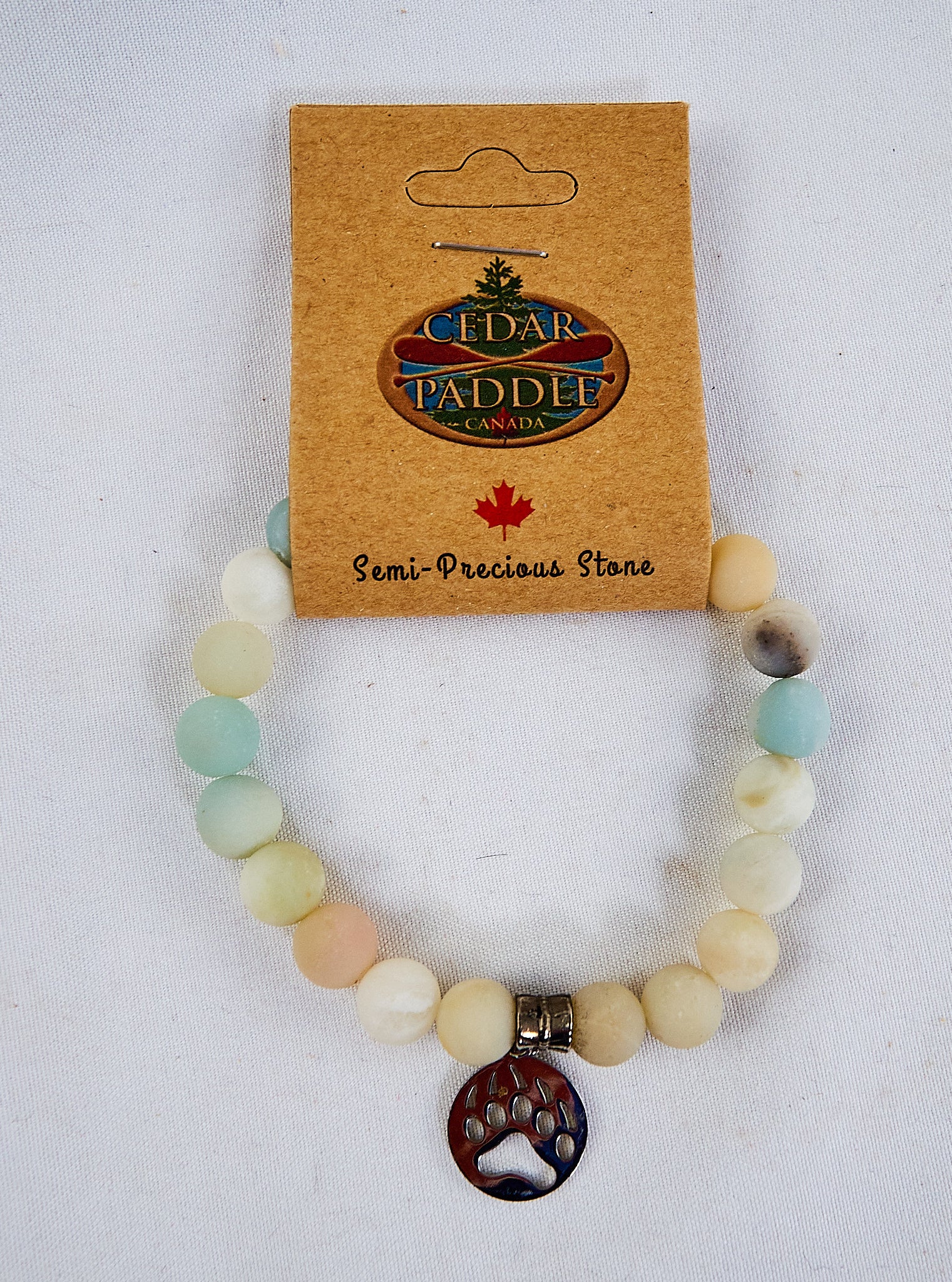 Amazonite Bear Paw Charm Stretch Bracelet