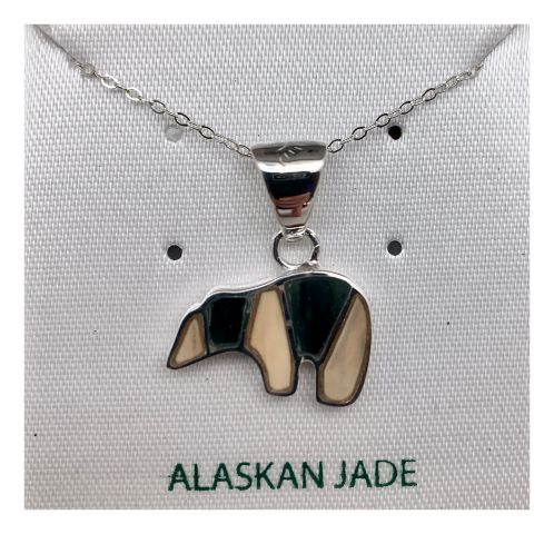Jade and Mammoth Ivory Bear Pendant