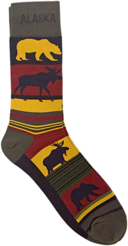 Moose & Bear Stripe Men's Socks
