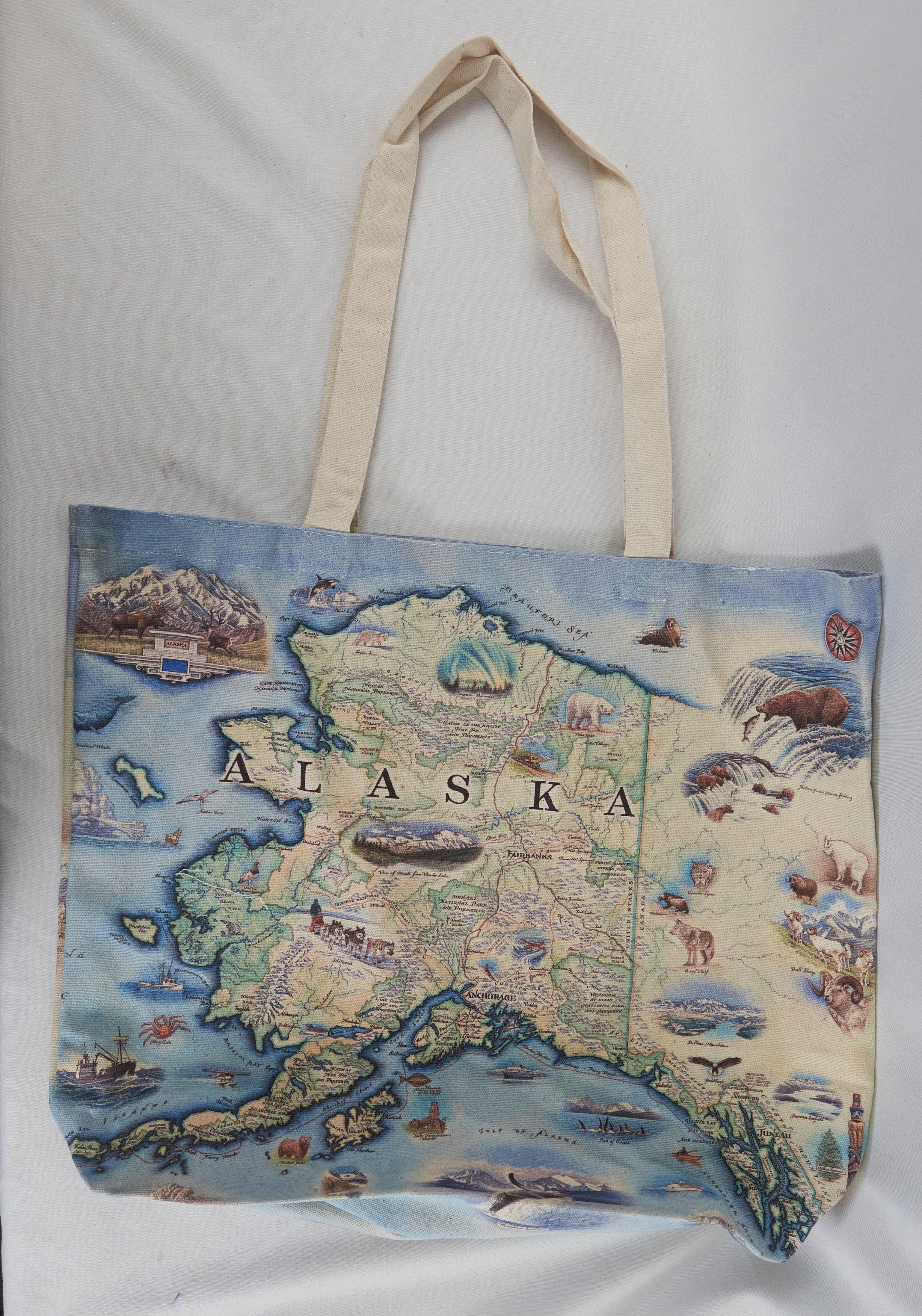 Alaska Map Hand Drawn Canvas Tote