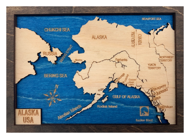 Mini Laser Cut Alaska Wooden Map