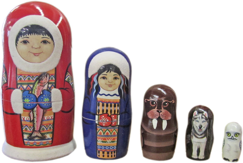 Eskimo With Fish Russian Nesting Doll
