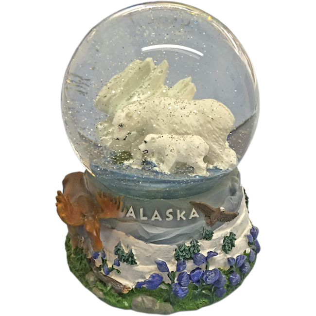Polar Bear Alaska Musical Snow Globe 100mm