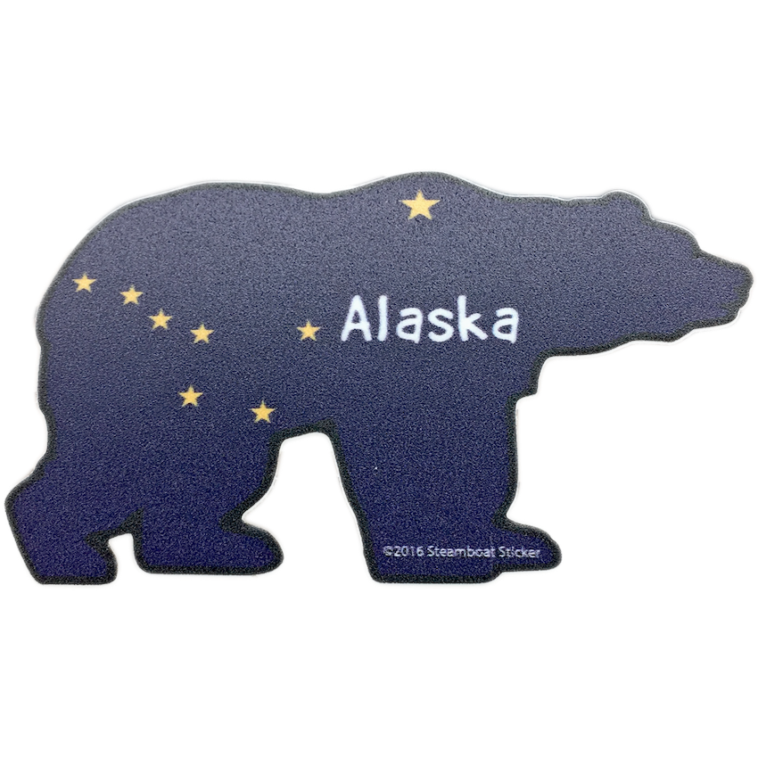 Bear Alaska Flag Mini Sticker