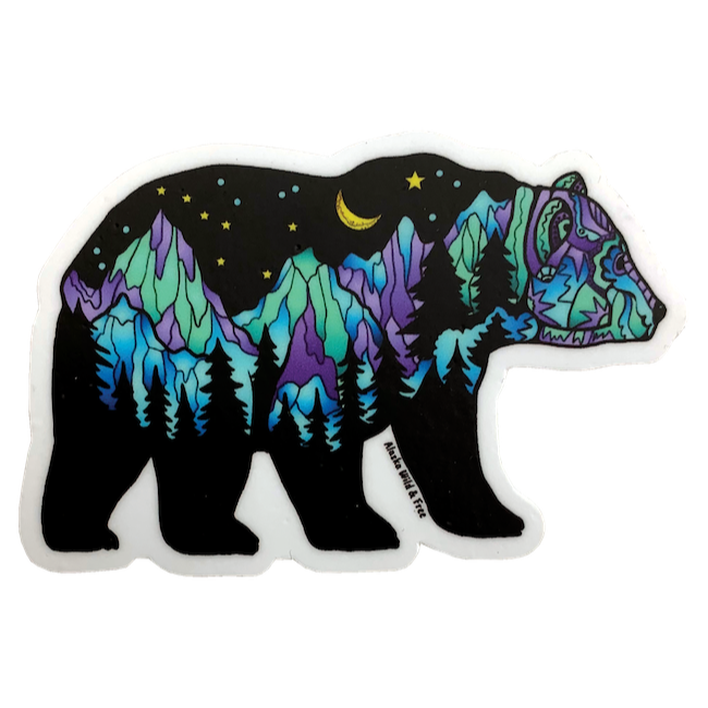 Northern Lights Bear Sticker