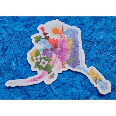Floral Alaska Map Sticker
