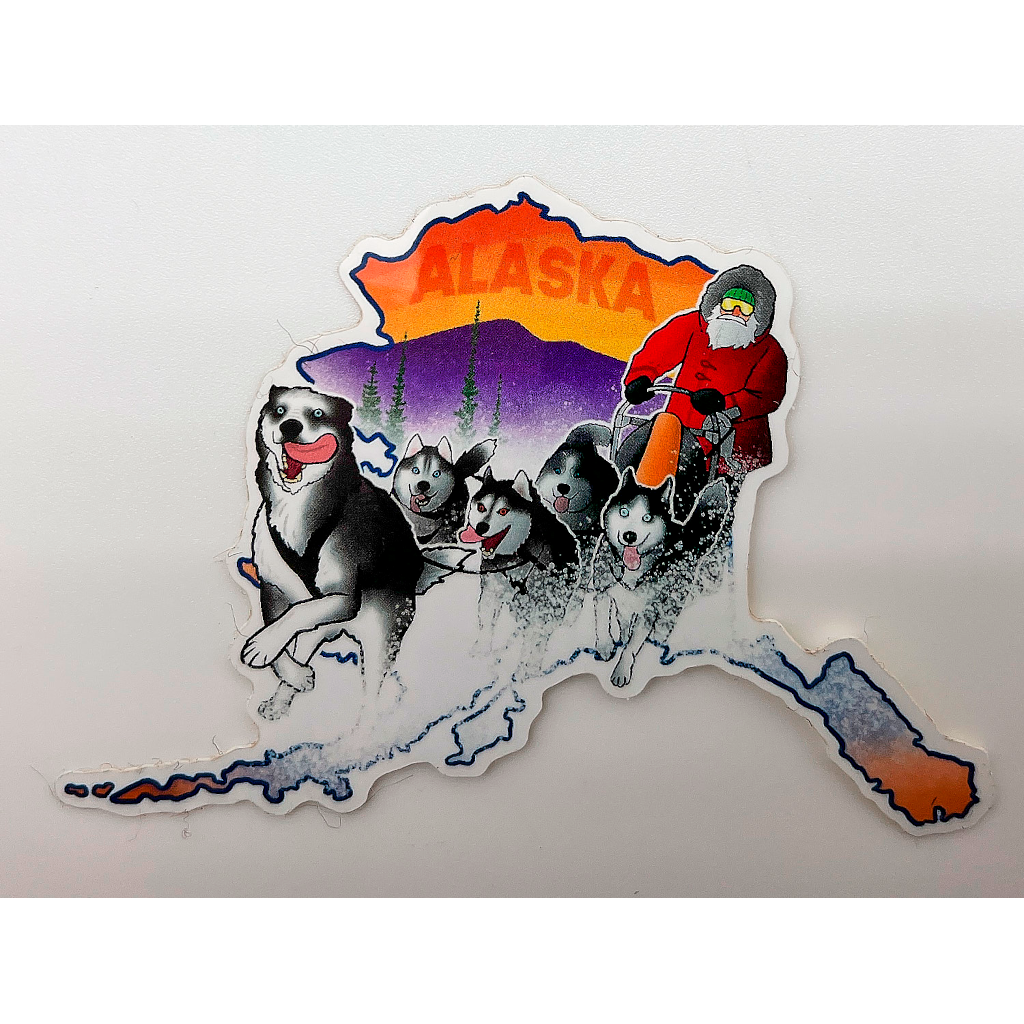Alaska Map Dogsledding Sticker