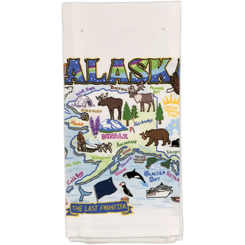 Alaska Vintage Map Flour Sack Towel
