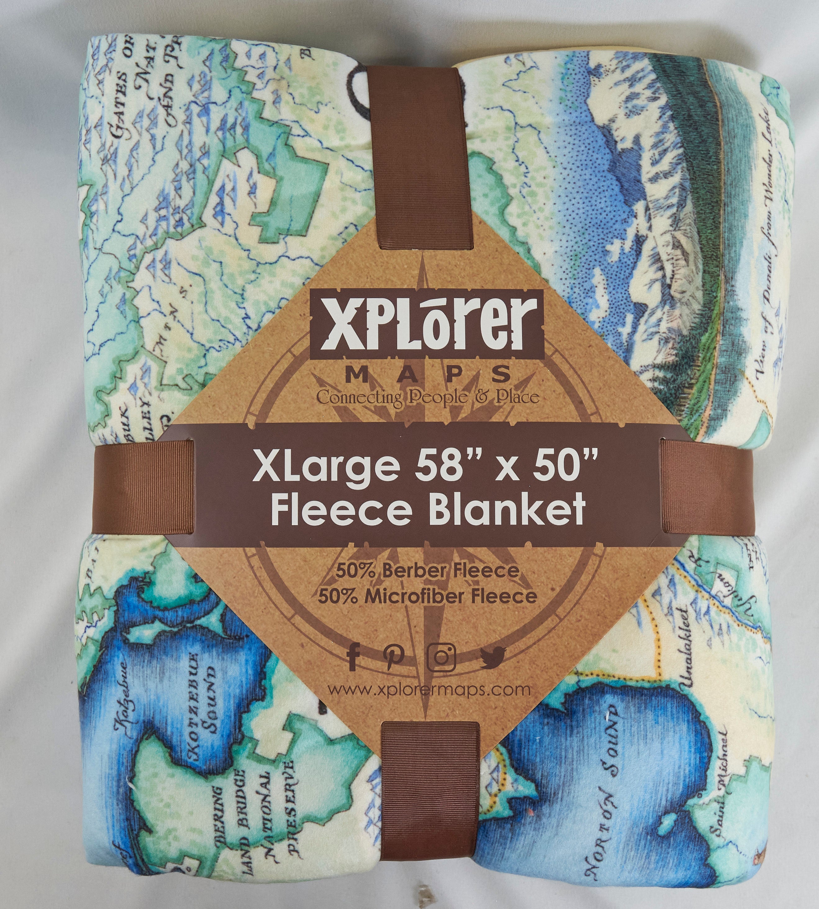Alaska Map Fleece Blanket 58x50"