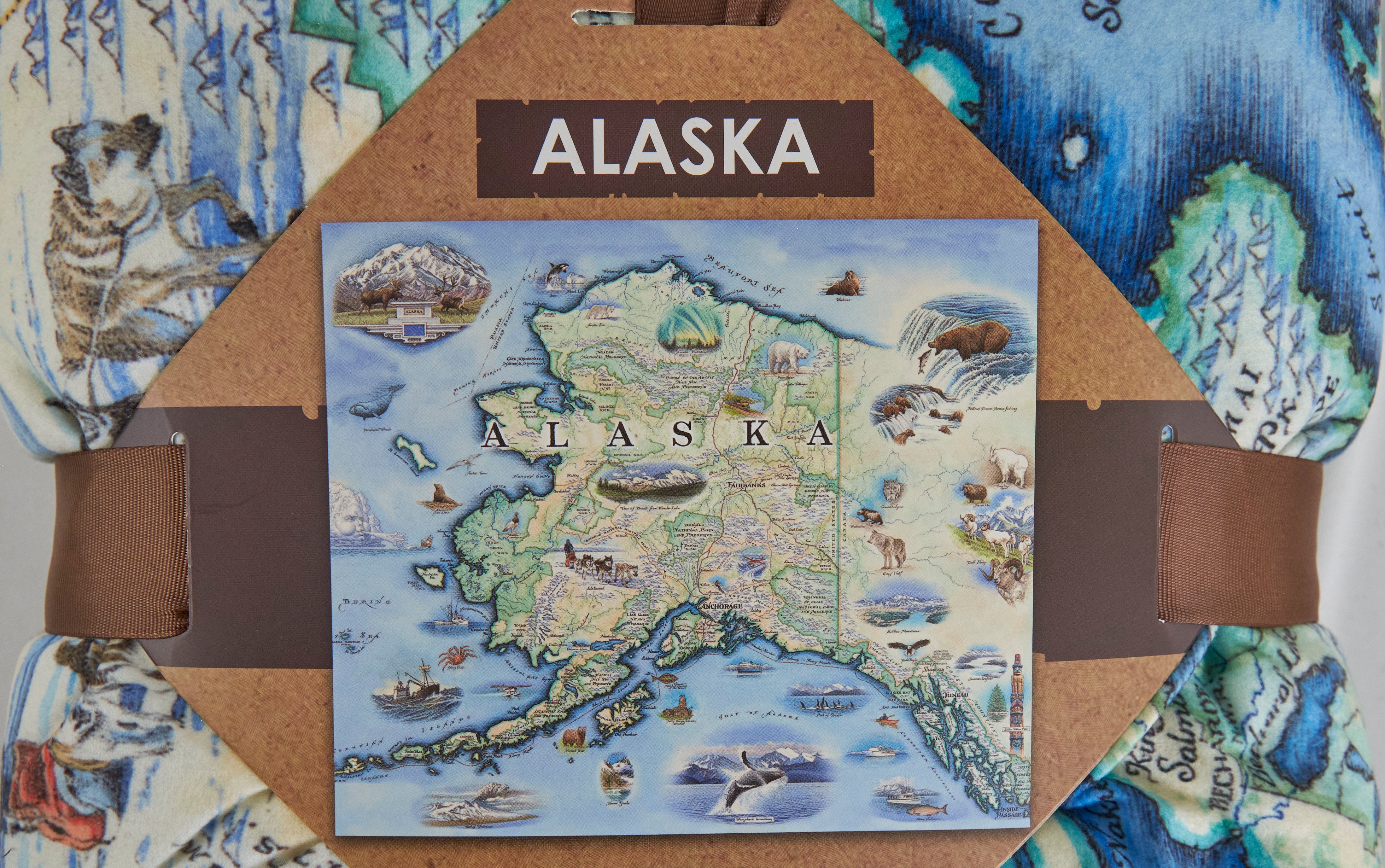 Alaska Map Fleece Blanket 58x50"