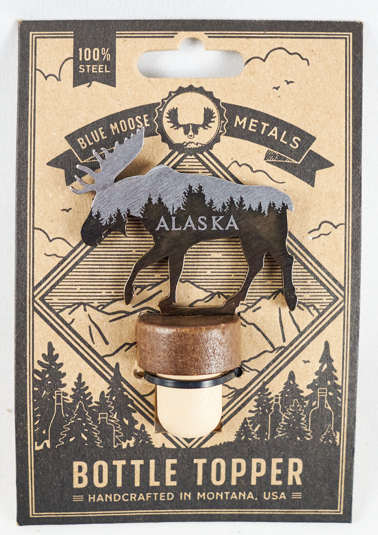 Moose Alaska Steel Bottle Stopper