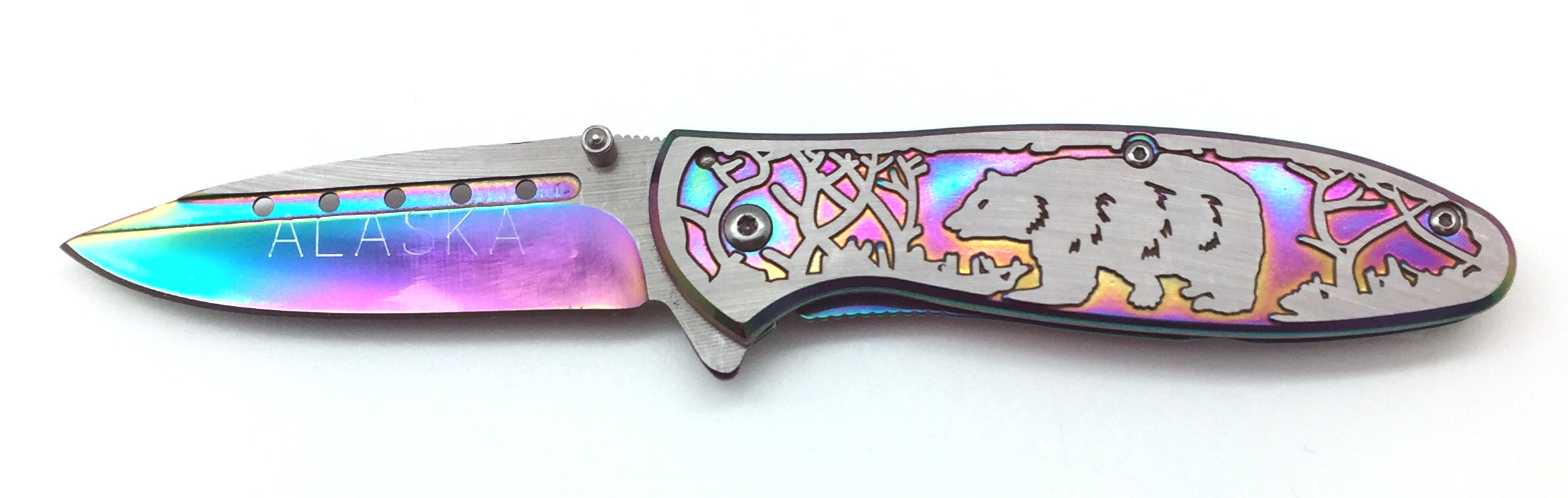 Bear Rainbow Finish Locking Folding Knife