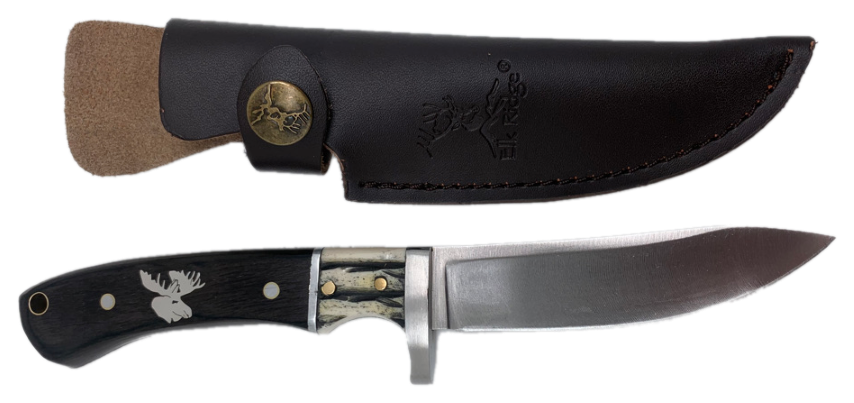 Moose Zebra and Bone Knife with Sheath 8"