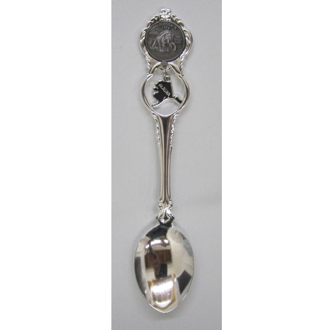 Alaska Quarter Map Charm Pewter Spoon