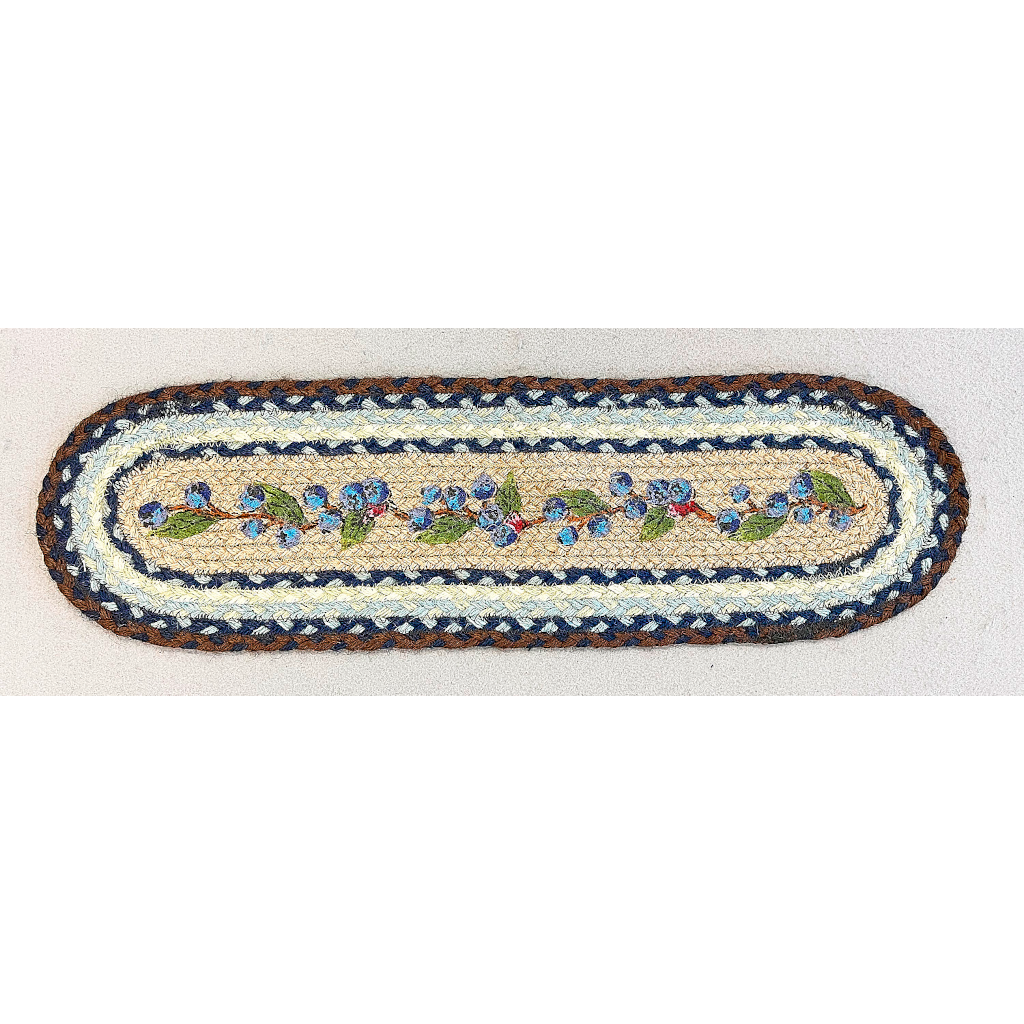 Blueberry Vine Woven Jute Oval Table Runner