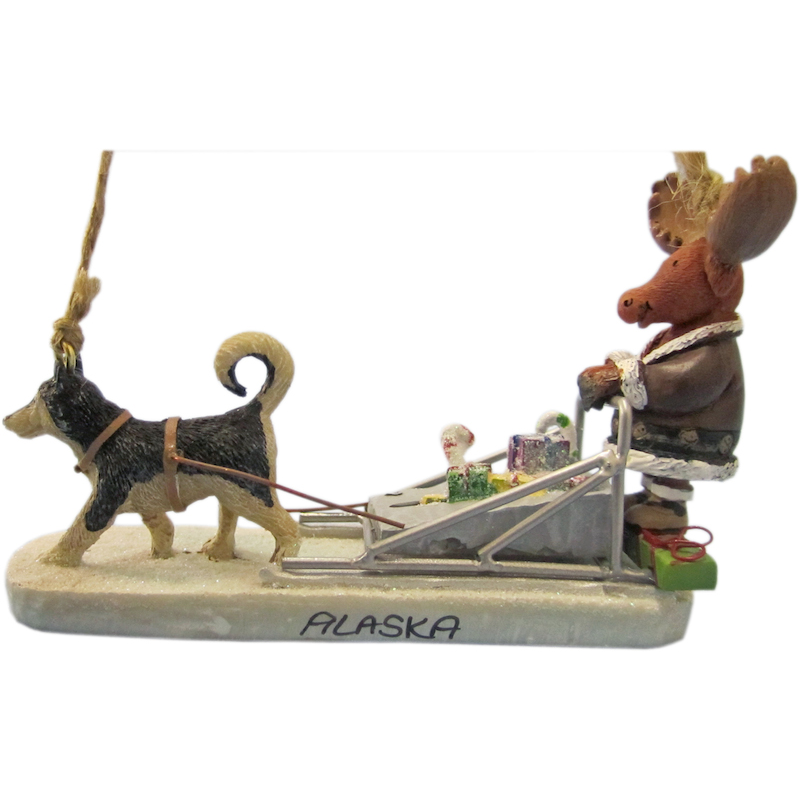 Moose Dogsled Alaska Ornament
