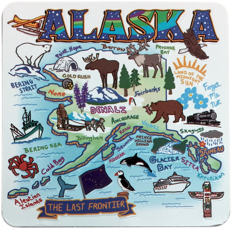 Alaska Map Stamped Metal Magnet