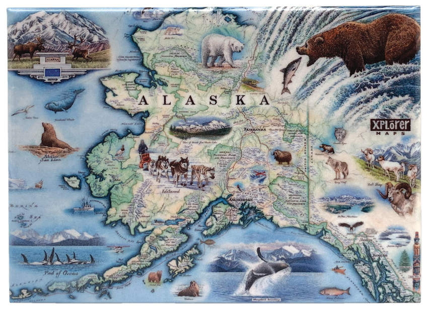 Hand Drawn Alaska Map Magnet
