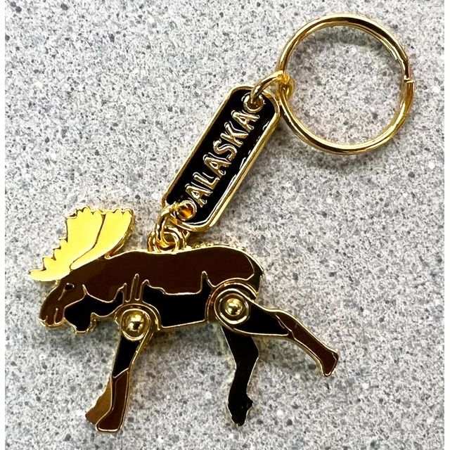 Moveable Moose Legs Alaska Metal Keychain