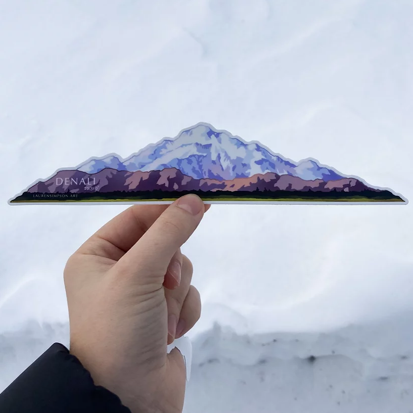 Long Denali Alaska Sticker by L. Simpson