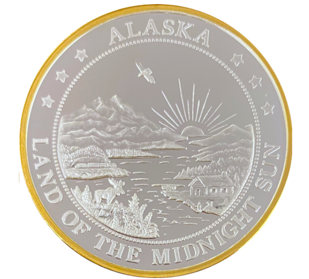 Moose Tracks Alaska 1oz Gold Relief Silver Medallion
