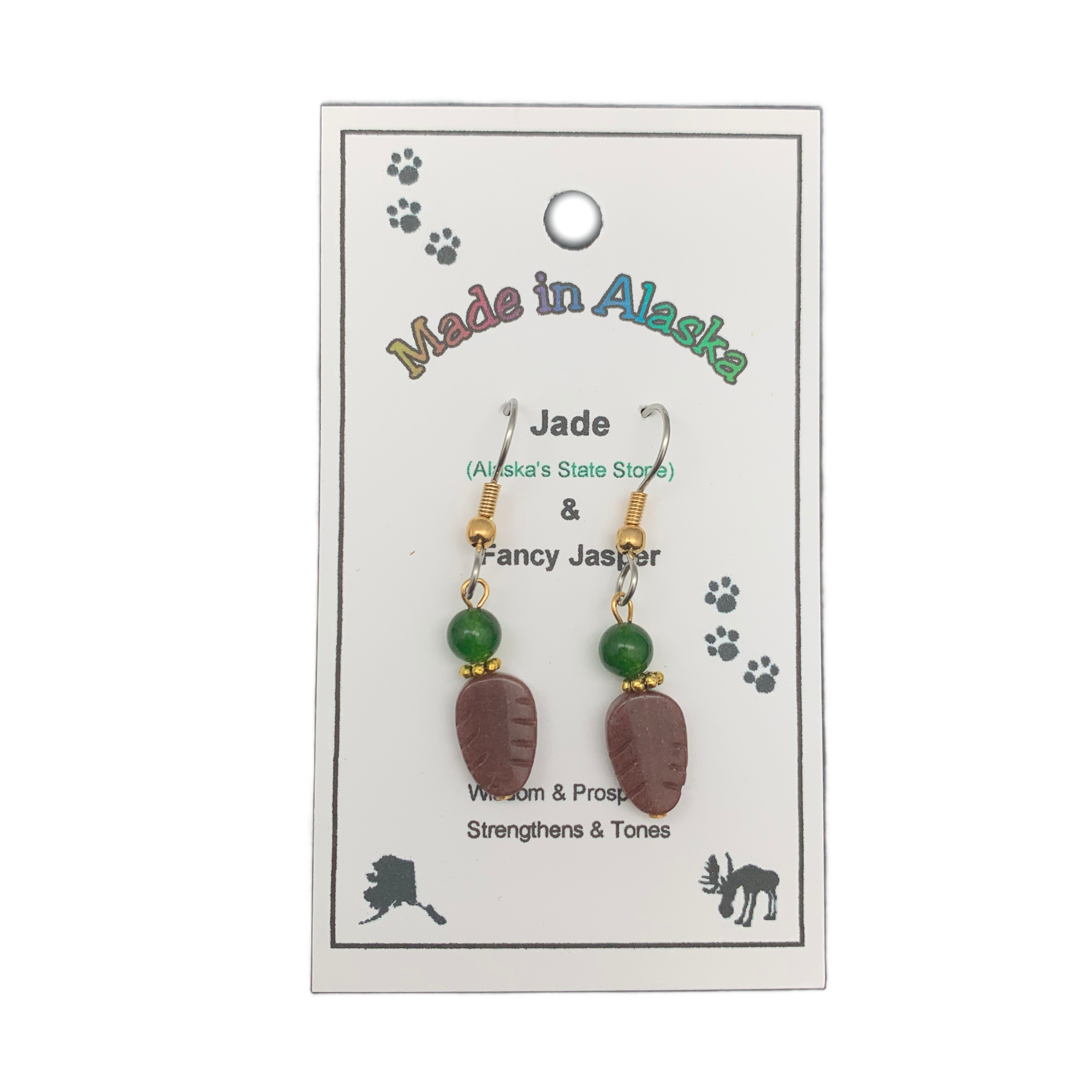 Jade and Stone Leaf Earrings
