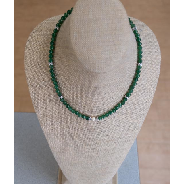 Jade with Ivory Bead Necklace 6mm