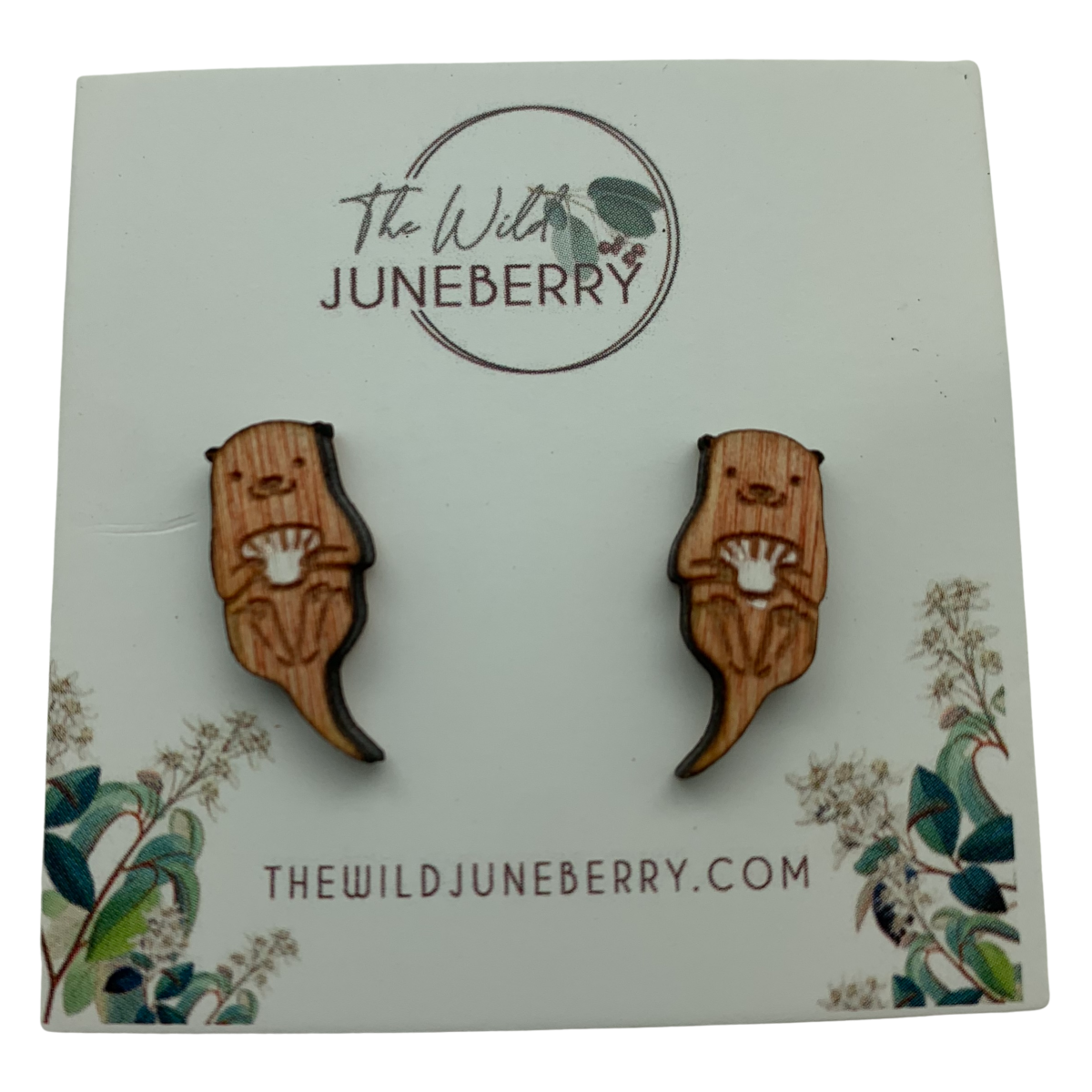 Sea Otter Wooden Studded Earrings