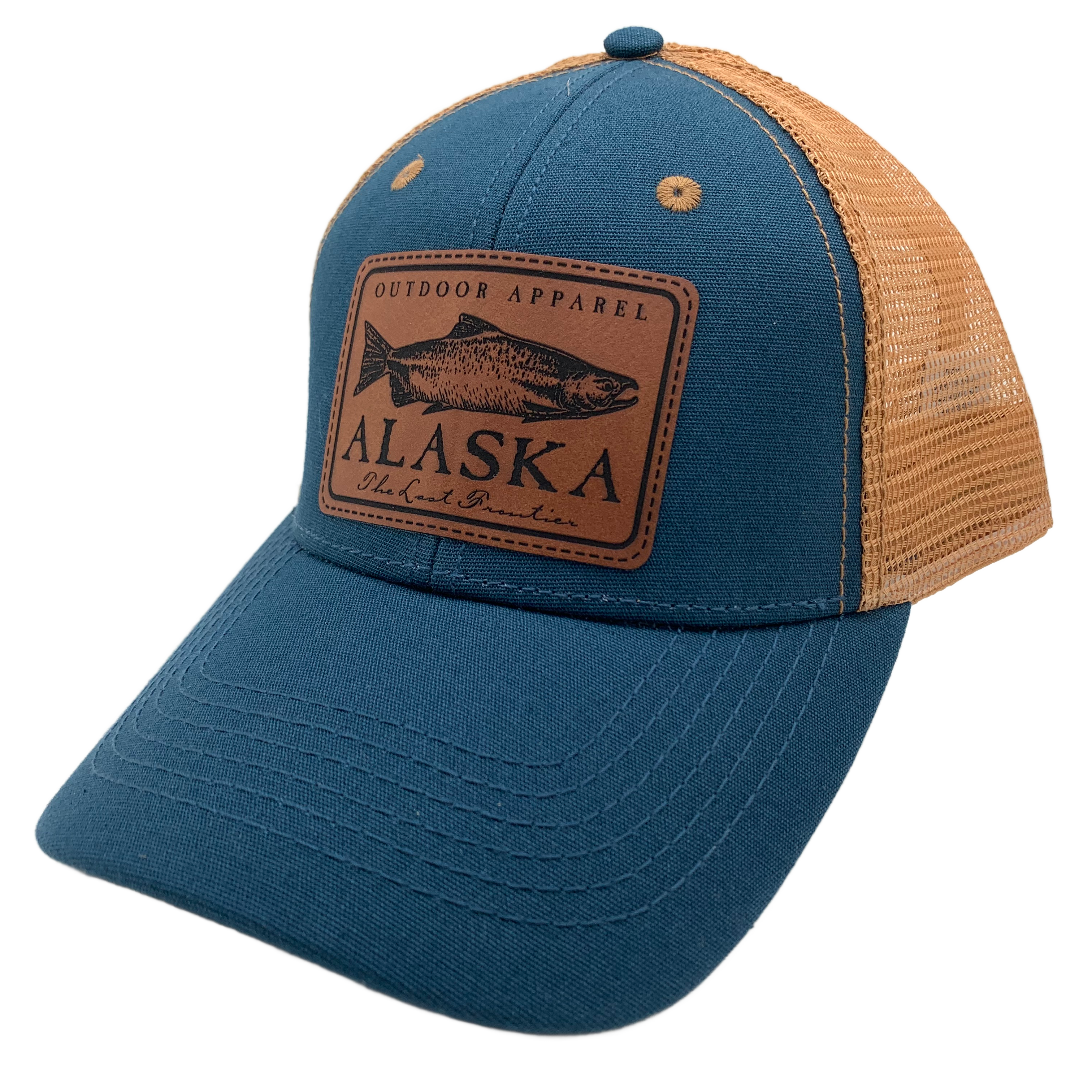 Salmon Leather Patch Alaska Baseball Hat