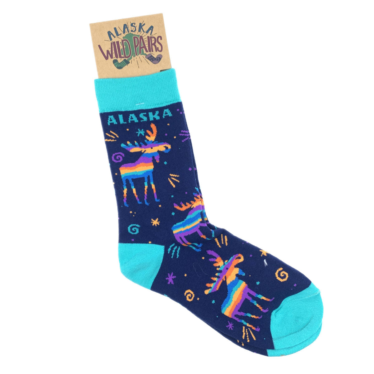 Colorful Moose Alaska Socks