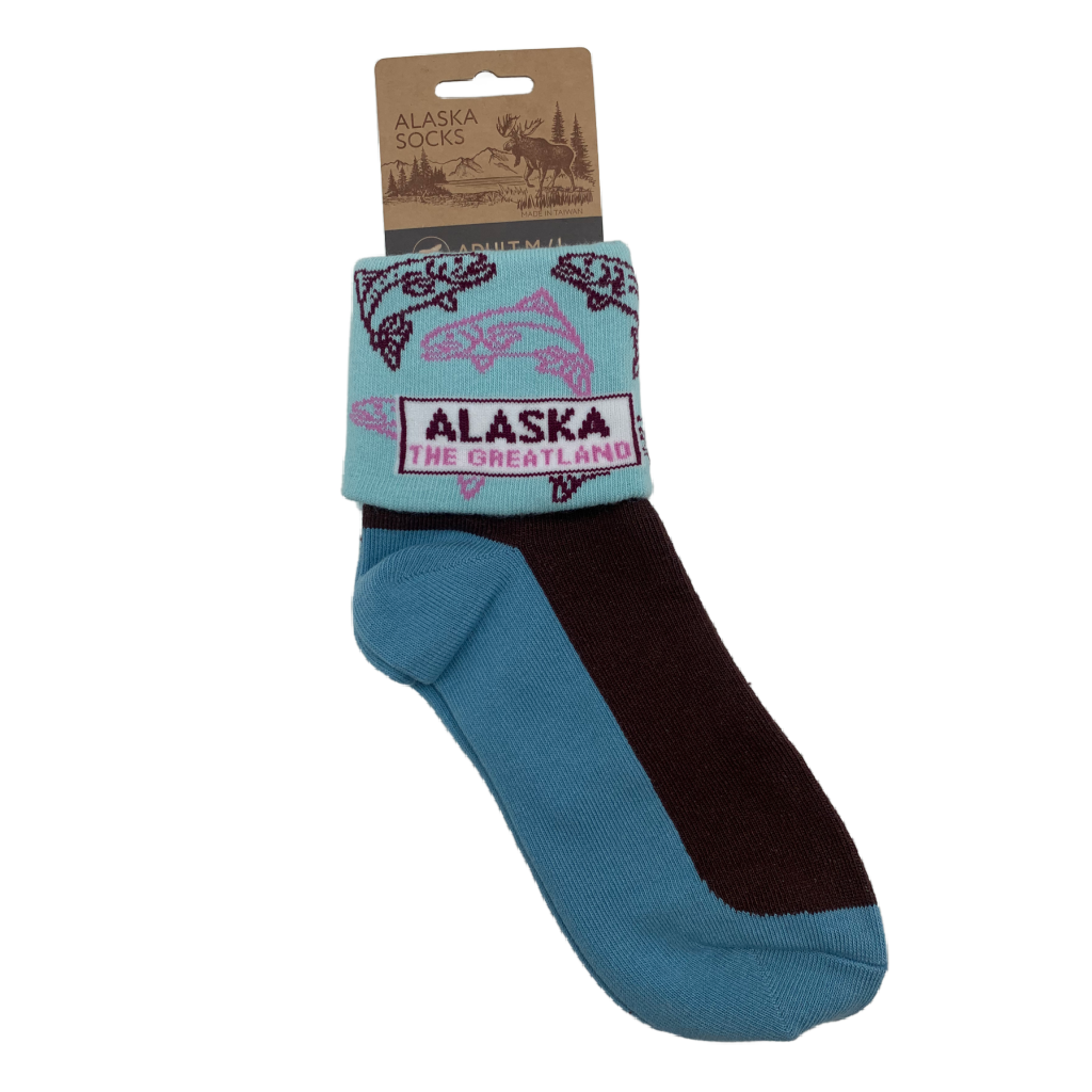 Alaska The Great Land Salmon Socks