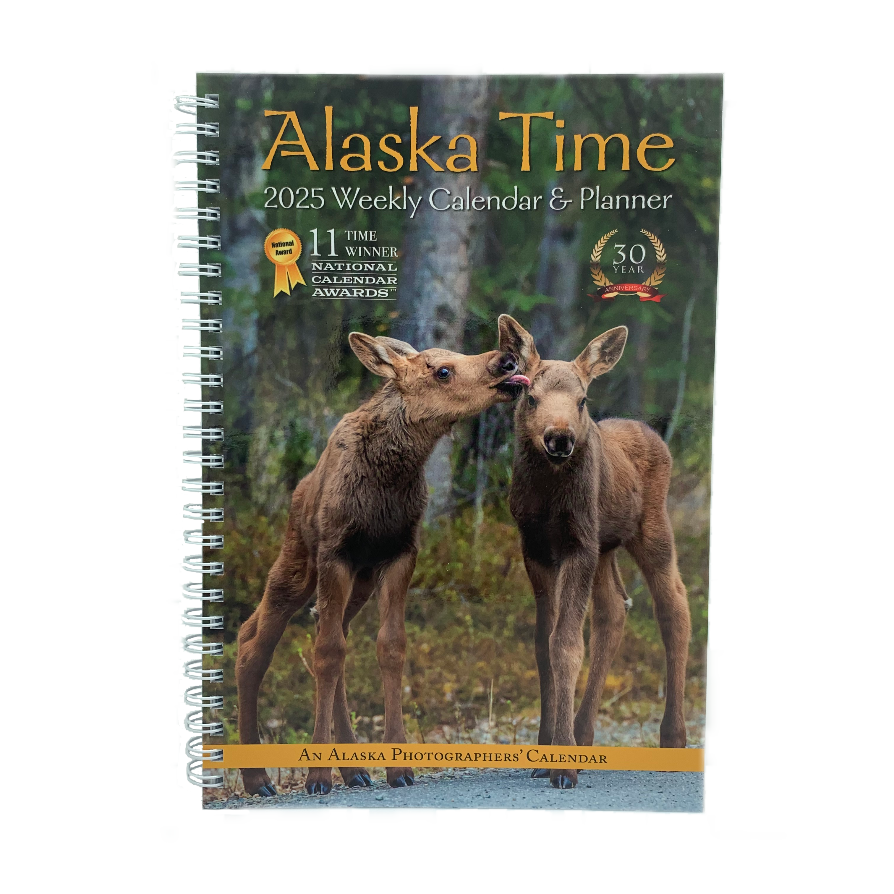 Alaska Time spiral 2025 weekly calendar and planner.