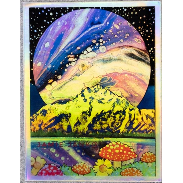 Shiny Holographic Pioneer Peak Planet Scape Sticker