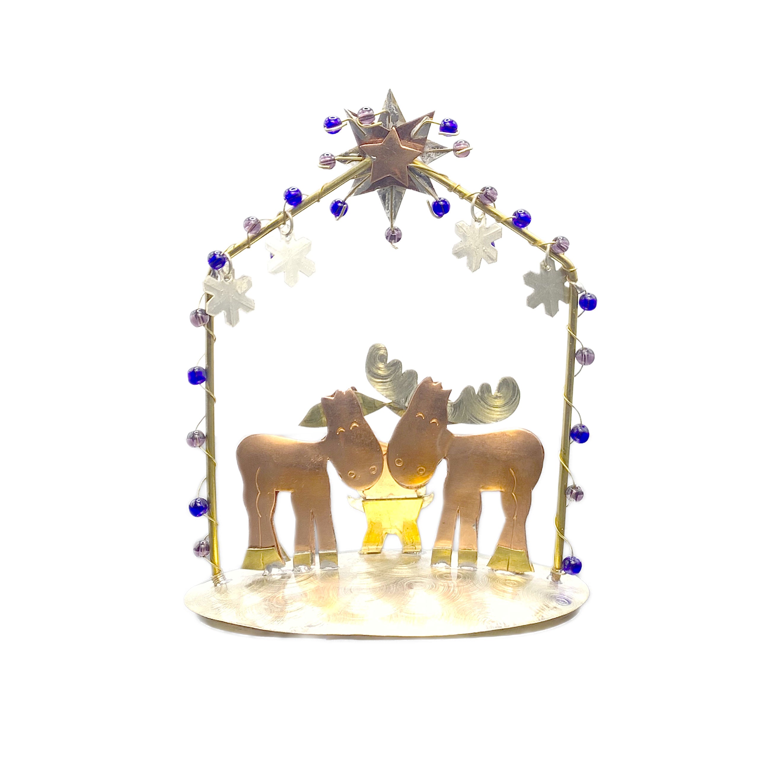 Moose Family Table Top Nativity 4"
