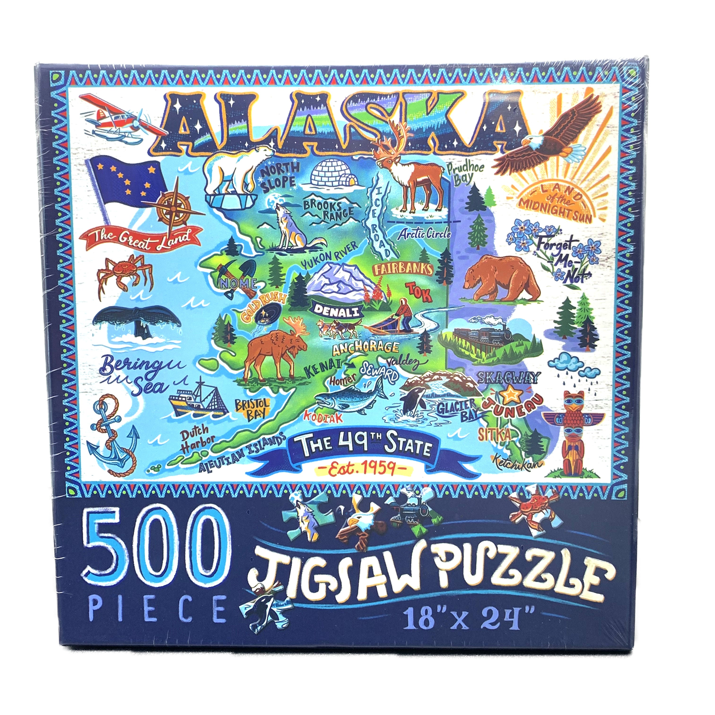 Alaska Map Icons Jigsaw Puzzle 500 pc