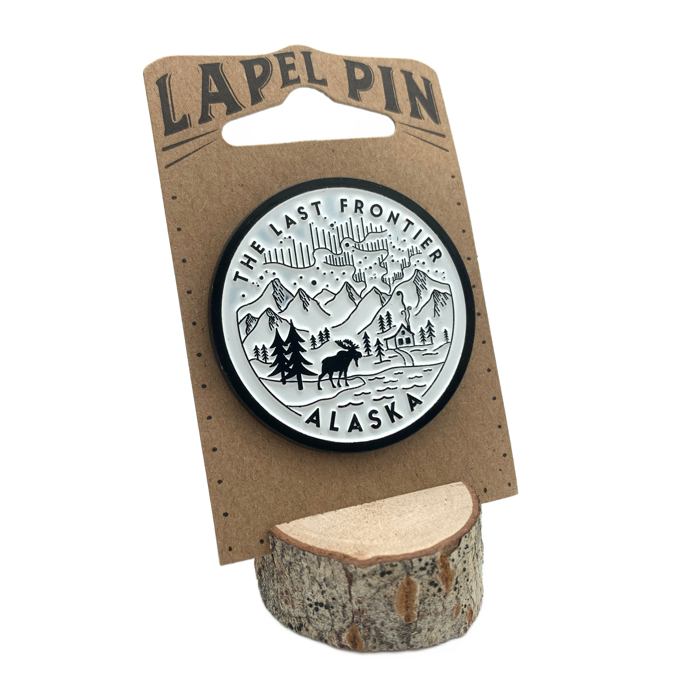 The Last Frontier Line Art Alaska Lapel Pin