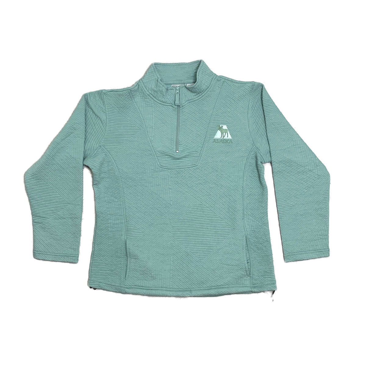Sage Moose Alaska Quilted Quarter Zip Fleece Sweatshirt