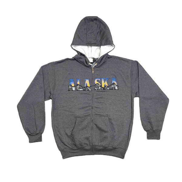 Charcoal Event Horizon Alaska Embroidered Zip Up Hoodie