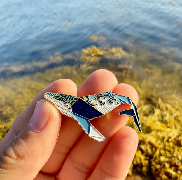 Humpback Wave Enamel Pin