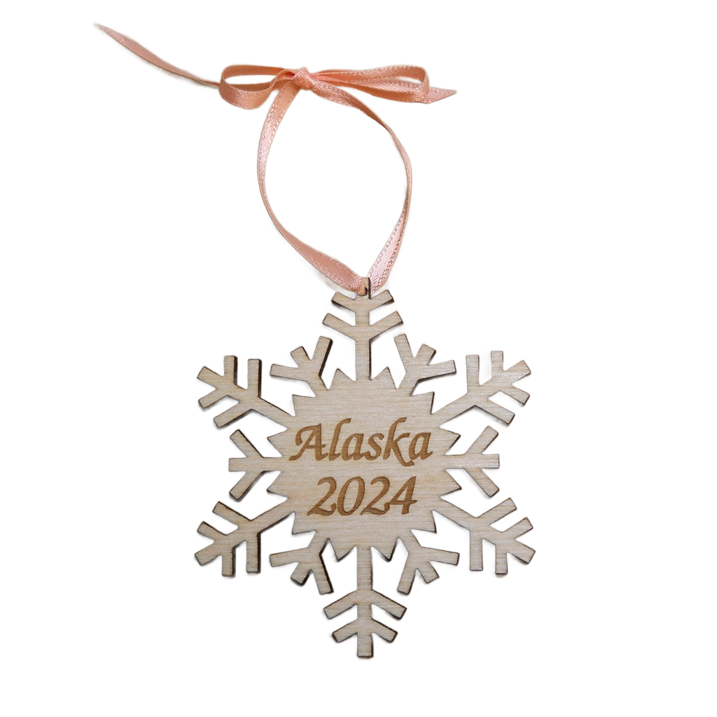 2024 Wood Alaska Snowflake Ornament